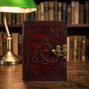 Handmade Genuine Leather Mini Triquetra Journal Classic Spell Book Shadows Blank Travel Sketchbook Pencil Gift Men <b>Women</b> Circle - Product Image 2
