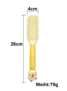 Pettine antistatico per capelli gialli con ciondolo a forma di cartone animato, strumento per lo styling e lo sfogliamento dei capelli per donne/ragazze, impugnatura ergonomica - Product Image 4