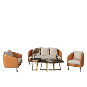 Combinaison canapé en cuir art moderne et simple, pour deux ou <span class=keywords><strong>trois</strong></span> personnes, zone matelassé, réception, table basse - Product Image 1