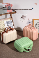 Nouvelle Trousse de Maquillage Crème Grande et Mignonne en PU à Rayures avec Fermeture Éclair, 14 Pouces, Étanche, pour Rangement de Bagages - Collection 2026