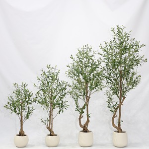 Plante artificielle verte en pot pour sol, ornement d'intérieur, olivier populaire pour la décoration de magasin, combinaison d'oliviers artificiels - Product Image 1