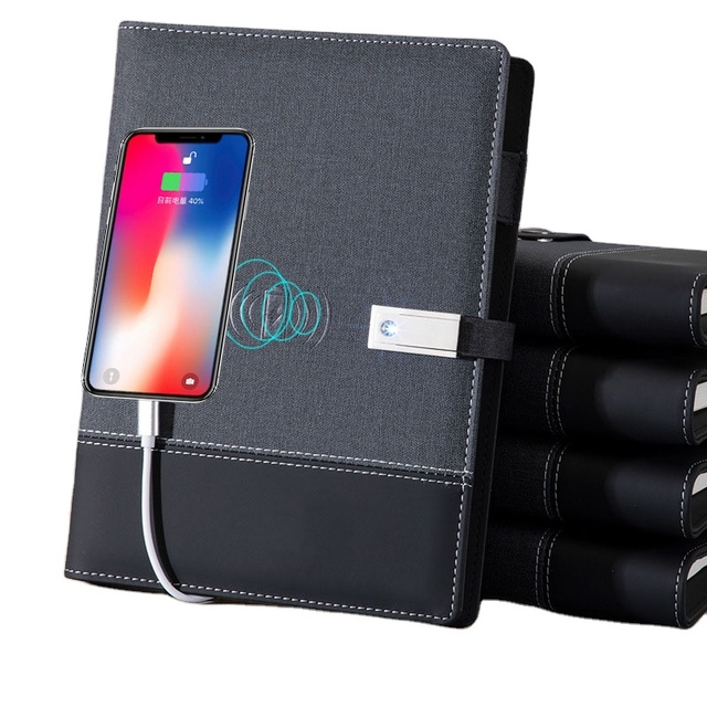 Custom LOGO Charging Notebook Mobile Power Notepad With U Disk Wireless Charging Loose-leaf Business for Gift