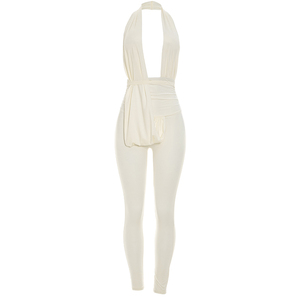 Viviblook D26JP219 Mono de una pieza sexy sin mangas con cuello halter y escote en V profundo, ajustado, con cuello oscilante y espalda descubierta para fiesta - Product Image 4
