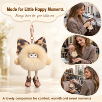 Porte-clés en peluche avec oreilles de léopard, breloque de sac douce et moelleuse, cadeau pour les amateurs de chaussures