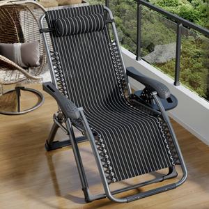 <span class=keywords><strong>Tumbona</strong></span> Reclinable Plegable Portátil de Lujo con Marco Metálico y Diseño de Rayas, Ajustable en Múltiples Posiciones, para Exteriores, <span class=keywords><strong>Gravedad</strong></span> Cero - Product Image 1