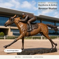 Estatua de Bronce Personalizada de Caballo de Carreras y Jockey a Tamaño Real, Escultura de Caballo Galopante para Jardín Exterior, Arte Metálico para Villa, Venta al por Mayor OEM