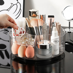 Rotating Cosmetic Storage Box Transparent Compartmentalized <b>Shelf</b> For Makeup Brushes Lipstick Eyeshadow <b>Desktop</b> Organizer - Product Image 4