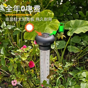 Lampe de pelouse à énergie solaire avec thermomètre, lampe LED étanche pour aménagement paysager, décoration extérieure à marche/arrêt automatique - Product Image 4