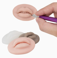 Kulit Latihan Bibir Realistis Silikon Penuh Terbuka, untuk Tato Mikroblading Make Up Permanen Label Pribadi Kustom Terbaru