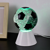 Nouvellement Design Cadeau RGB Changement de Couleur Batterie À L'intérieur De Glitter Liquide Étincelle Blanc Base Décor Veilleuse avec FOOTBALL Ball Shade