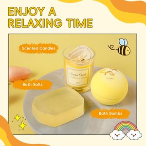 Lemon Fragrance Spa Bath Gift Box Scented Candle Shower <b>Gel</b> Set Valentine's Day Mother's Day Gift for Ladies Spa Home Relax <b>Kit</b> - Product Image 5