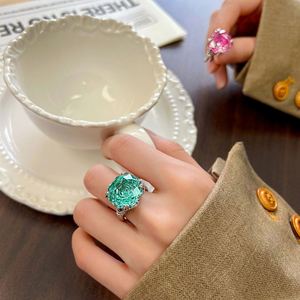 Wholesale Hot Style Eco-friendly Copper Adjustable 16MM Zircon Adjustable Band <b>Ring</b> Jewelry Women for Flexible - Product Image 5