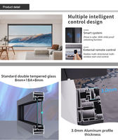 DERCHI Fenêtre à lamelles électrique intelligente et moderne en alliage d'aluminium, à commande à distance, avec double vitrage trempé, pour cuisine et villa, résistante à la chaleur