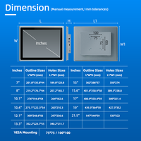Monitor Industrial LCD de 8 Pulgadas y 21.5 Pulgadas, Pantalla Táctil de Pared con Protección IP65, Panel de Visualización para PC, para HMI Personalizado