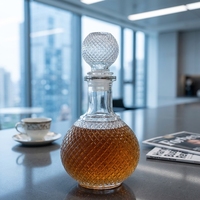 Botellas de Vidrio para Licor al por Mayor, Botellas de Vidrio Vacías Vintage para Whisky y Licores con Tapón de Vidrio Tallado para Whisky, Vodka y Gim