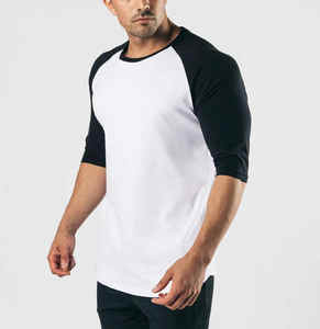 เสื้อยืดแขน3/4สำหรับเล่นกีฬาฟิตเนสเสื้อยืดพิมพ์ลายสกรีนโลโก้ของผู้ชาย - Product Image 3