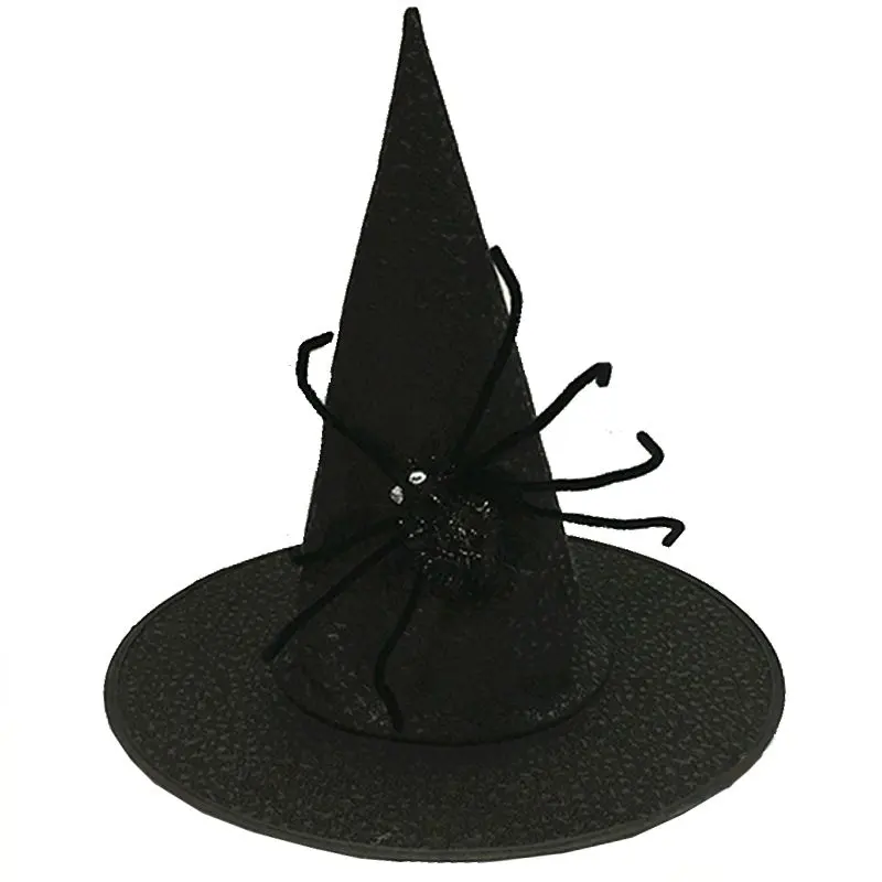 Siyah cadılar Spooky örümcek cadılar bayramı süslü elbise aksesuar FS146 ile şapka işaret
