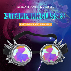 Lentes de Caleidoscopio, Gafas Steampunk de Metal Hechas a Mano, Disfraz de Halloween, Gafas Decorativas Novedosas para Fiestas - Product Image 3