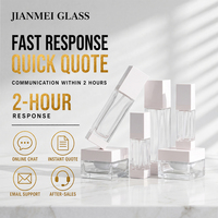 Ensemble de pots carrés en verre transparent pour crème visage, sérum et lotion, avec bouchon blanc, pour emballage de produits de soin – Vente directe usine