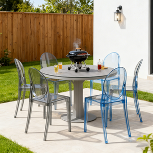 Chaise en acrylique artistique à dossier rond, design sculptural pour galerie d'art, espace événementiel, studio photo et lieu moderne - Product Image 2