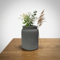 Vase en résine de pierre à texture ciment gris foncé mat, pot de fleurs, décoration minimaliste nordique pour la maison, plante d'intérieur ou d'extérieur