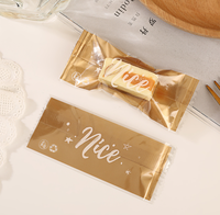 Pochette en plastique dorée pour bonbons gélifiés et biscuits, sacs d'emballage de luxe avec logo personnalisé, sacs surprise porte-bonheur