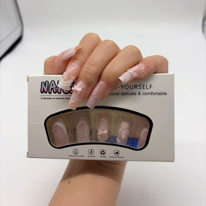 Lot de 24 faux <span class=keywords><strong>ongles</strong></span> à presser style français avec colle, en ABS, forme stiletto ou amande, personnalisables - Product Image 3