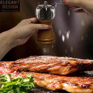 Set di macinapepe in legno acrilico di design 2 pezzi strumenti di spezie <span class=keywords><strong>da</strong></span> cucina riutilizzabili in metallo manico palmare smerigliatrice per sala <span class=keywords><strong>da</strong></span> <span class=keywords><strong>pranzo</strong></span> - Product Image 5
