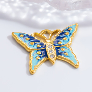 Dijes de Acero Inoxidable Chapados en Oro de 18K, Colgante de Mariposa, Corazón y Sol, Componentes para Hacer Joyería y Collares - Product Image 3