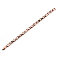 Pulsera Magnética de Cobre con Cristales CZ, Eslabones Redondos con Bisagras, Terapia Magnética para el Alivio del Dolor, Joyería para Hombres y Mujeres, Venta al por Mayor, Personalizable OEM