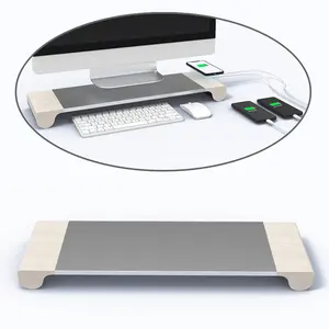 Best Seller Computer Pad High Bracket With Wireless Charging USB Hub Computer Monitor Stand
