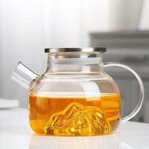 Juegos de té y teteras de vidrio resistente al calor para uso doméstico, una tetera y cuatro tazas para ver las montañas, y teteras para oficina. - Product Image 6