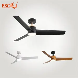 Enfriador de aire ESC, ventilador de techo silencioso con led, control remoto, motor de CC de 3 cuchillas, moderno, con luz para techo