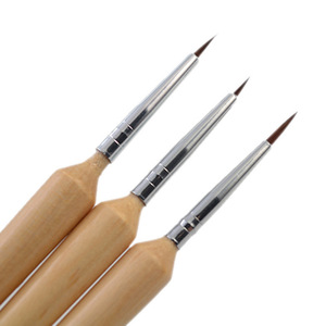 3Pcs Wood Color Nylon Nail Art Liner Brush <b>Set</b> Ultra Fine Tip <b>Crimped</b> Flower Drawing Pens for Gel Painting - Product Image 6
