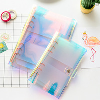 Cuaderno de bolsillo transparente, libreta personalizada, cubierta de bloc de notas de pvc, A6, carpeta con láser de colores, gran oferta