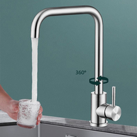 KM-2602 moderne en acier inoxydable mitigeur de robinet de cuisine mitigeur cartouche en céramique 304SUS eau chaude froide monotrou