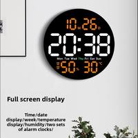 Jam Dinding Digital LED Modern Besar Bahan ABS Lampu Malam Kalender Termometer Higrometer Layar Tampilan Buatan Cina