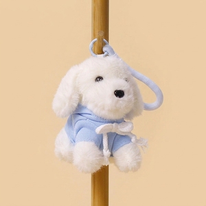Portachiavi all'ingrosso con ciondolo in peluche a forma di mini cucciolo, personalizzabile con logo, morbido cane imbottito con felpa con cappuccio, ideale come regalo promozionale per negozi e macchine artiglio - Product Image 3