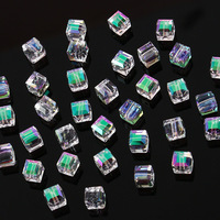 6/8mm perles de verre cristal grand trou perceuse boule Cube perles à facettes en vrac pour la fabrication d'accessoires de bijoux à bricoler soi-même