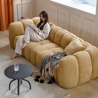 Canapé Crème Minimaliste de Designer, Capitonnage, pour Villa, Personnalisation de la Couleur, Compression avec Module à Blocs Droits, Tissu et Mousse