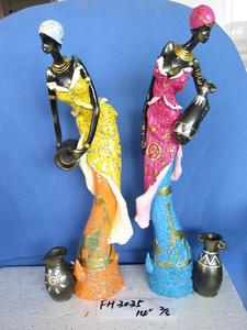 Elegante Statuetta / Scultura in Poliresina di <span class=keywords><strong>Donna</strong></span> Africana Nera per Decorazione d'Interni - Product Image 3