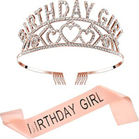 Offre Spéciale Unique paillettes joyeux anniversaire fille ceintures anniversaire ceinture et couronne de diadème pour la décoration de fête d'anniversaire