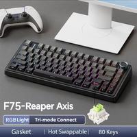 Clavier mécanique AULa F75 personnalisé 75% avec touches PBT, mini portable, interrupteur bleu, jeu, trois modes USB-C, LED, ergonomique
