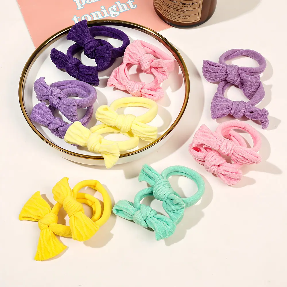 10Pcs Hair Ties with Bow design High Elastics Hair Bands Ponytail Holders Hair Ties Bracelets for Kids Girls