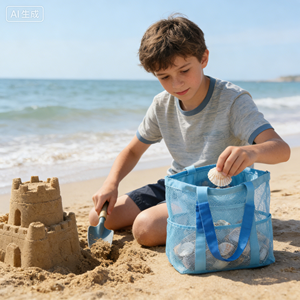 Bolsas de playa plegables de malla para mujer, bolsas de verano con cremallera superior, impermeables y a prueba de polvo, bolso de hombro de red para vacaciones en la playa - Product Image 4