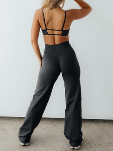 Pantalons de yoga pour femmes, jambe droite, taille haute, sans couture avant, forme en V, effet push-up, sensation de douceur et de légèreté, leggings de fitness pour la salle de sport, personnalisés - Product Image 5