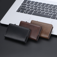 Portefeuille en cuir PU promotionnel, couleur contrastée, éjection automatique, protection RFID, technologie anti-écrémage, fermeture à pression durable, logo personnalisé