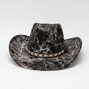 หมวกเดนิมปีกกว้างลายมัดย้อมสีดำเงินแบบกำหนดเอง พร้อมสายคาดถัก สไตล์คาวบอย สำหรับใส่ในชีวิตประจำวัน กิจกรรมกลางแจ้ง กันแดด แฟ<span class=keywords><strong>ช</strong></span>ั่นทันสมัย - Product Image 2