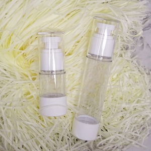 Wholesale 1oz 4oz 5oz Transparent Round As Plastic Airless Pump Bottle with White Pump Caps for Lotion and Pump Sprayer - Product Image 1