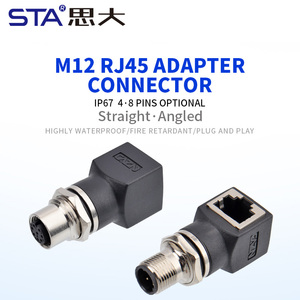 Connettore di fabbrica M12 a RJ45 X codice femmina presa ad angolo diritto adattatore di rete 4 8 Pin a codice D per reti industriali - Product Image 2